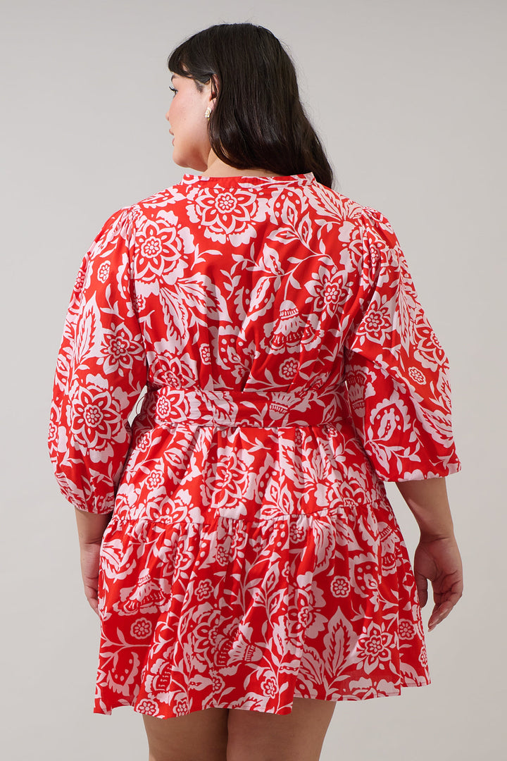 Hazen Floral Leola Shift Mini Dress Curve