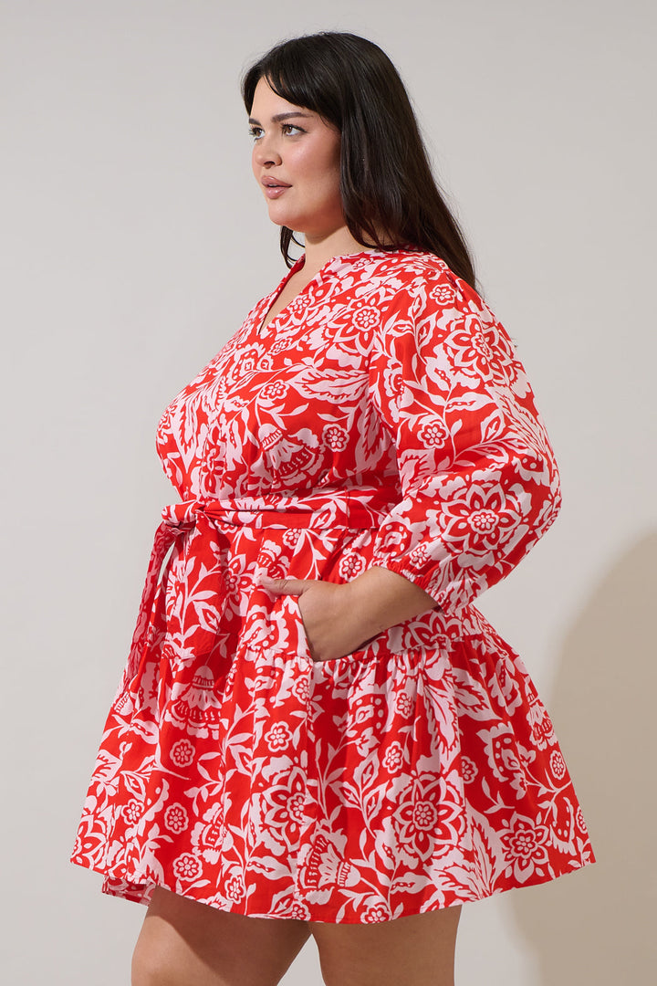 Hazen Floral Leola Shift Mini Dress Curve
