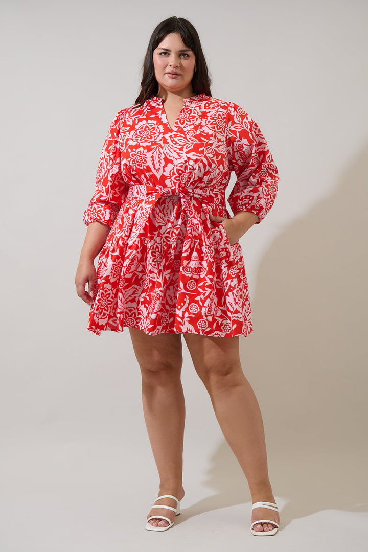 Hazen Floral Leola Shift Mini Dress Curve