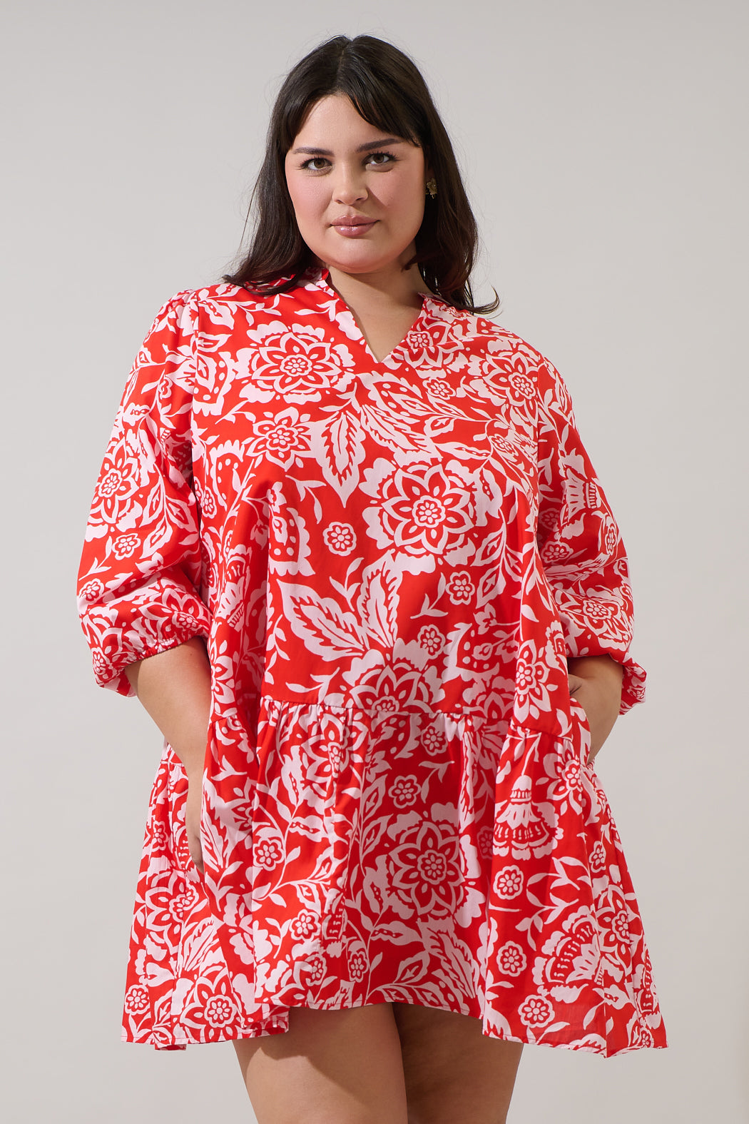 Hazen Floral Leola Shift Mini Dress Curve