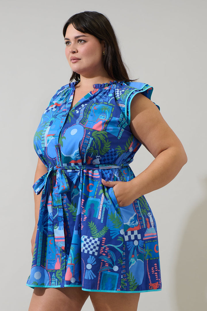 Punta Alta Olera Ruffle Mini Dress Curve