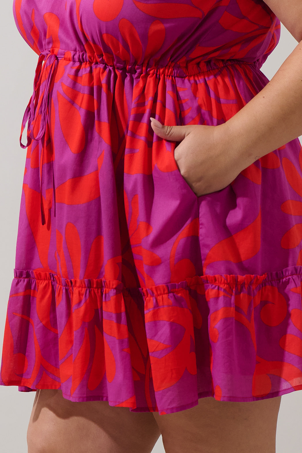 Arona Floral Baden Ruffle Mini Dress Curve
