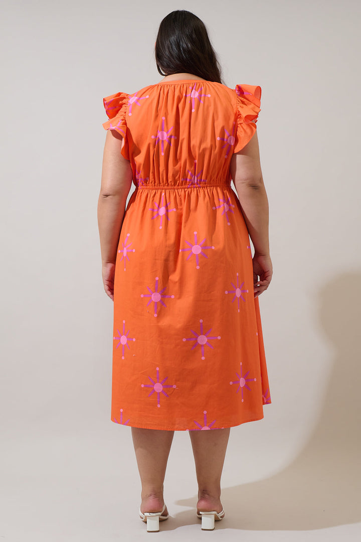 Karani Starburst Tiarna Ruffle Midi Dress Curve