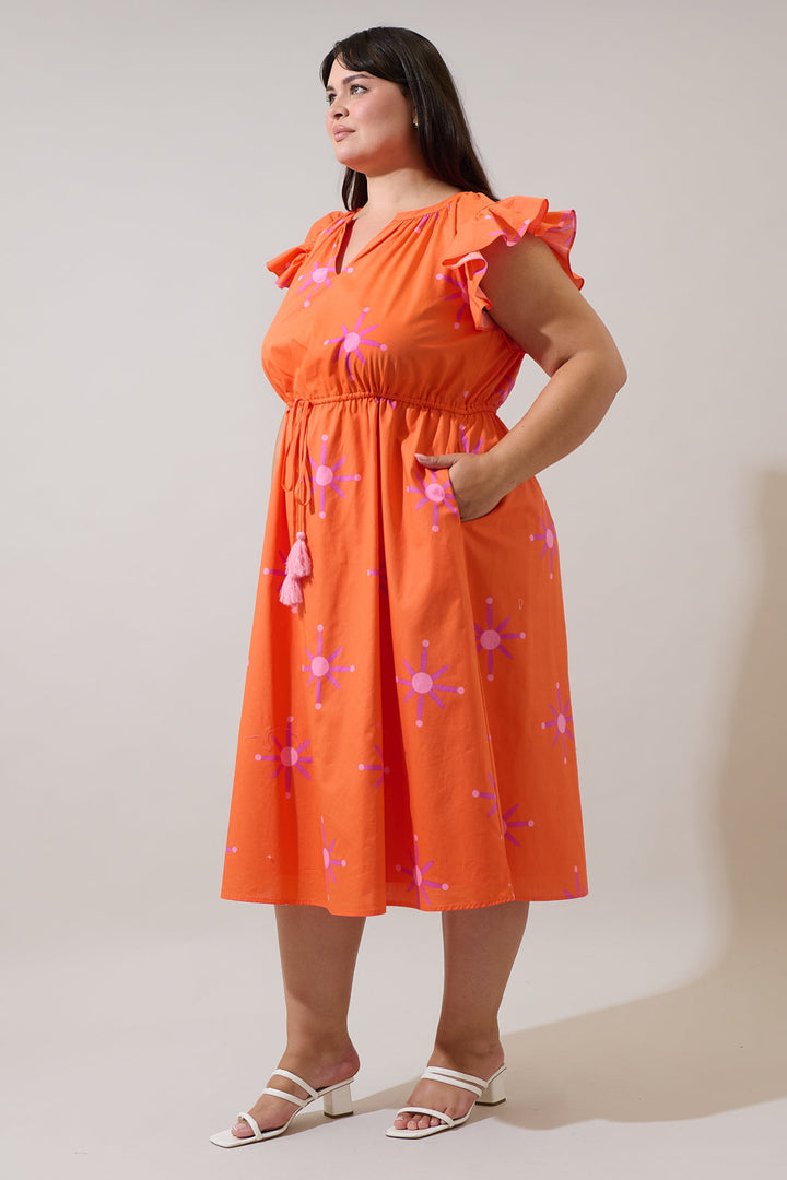Karani Starburst Tiarna Ruffle Midi Dress Curve