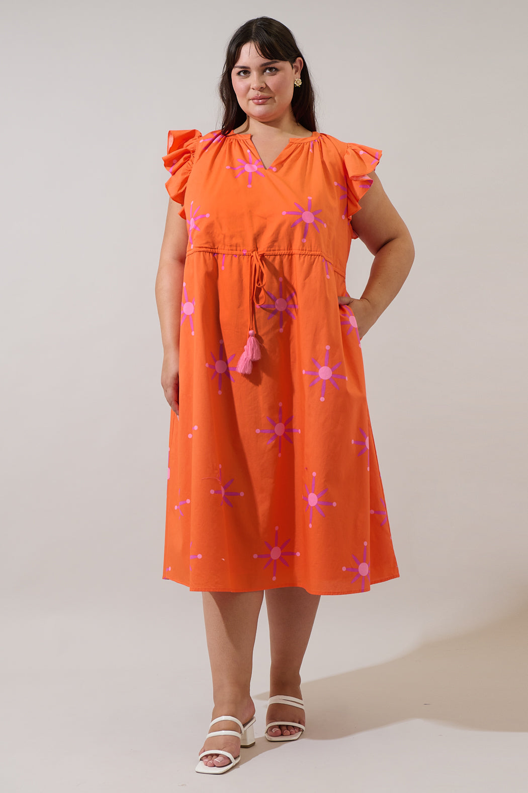 Karani Starburst Tiarna Ruffle Midi Dress Curve