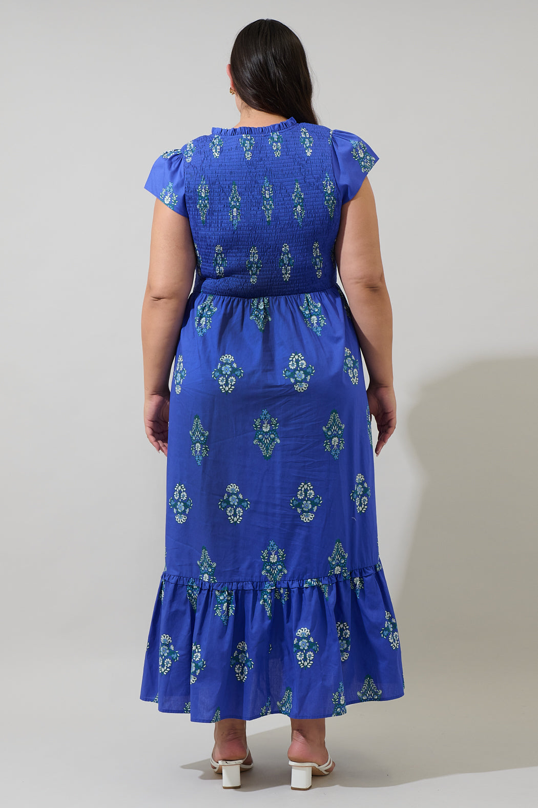 Haline Floral Liora Smocked Midi Dress Curve