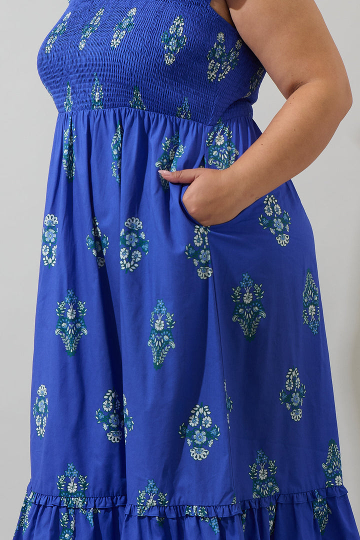 Haline Floral Liora Smocked Midi Dress Curve