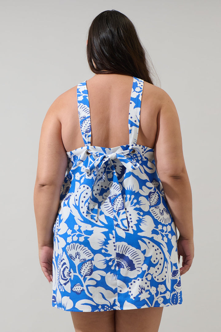 Ronan Floral Amory Halter Mini Dress Curve