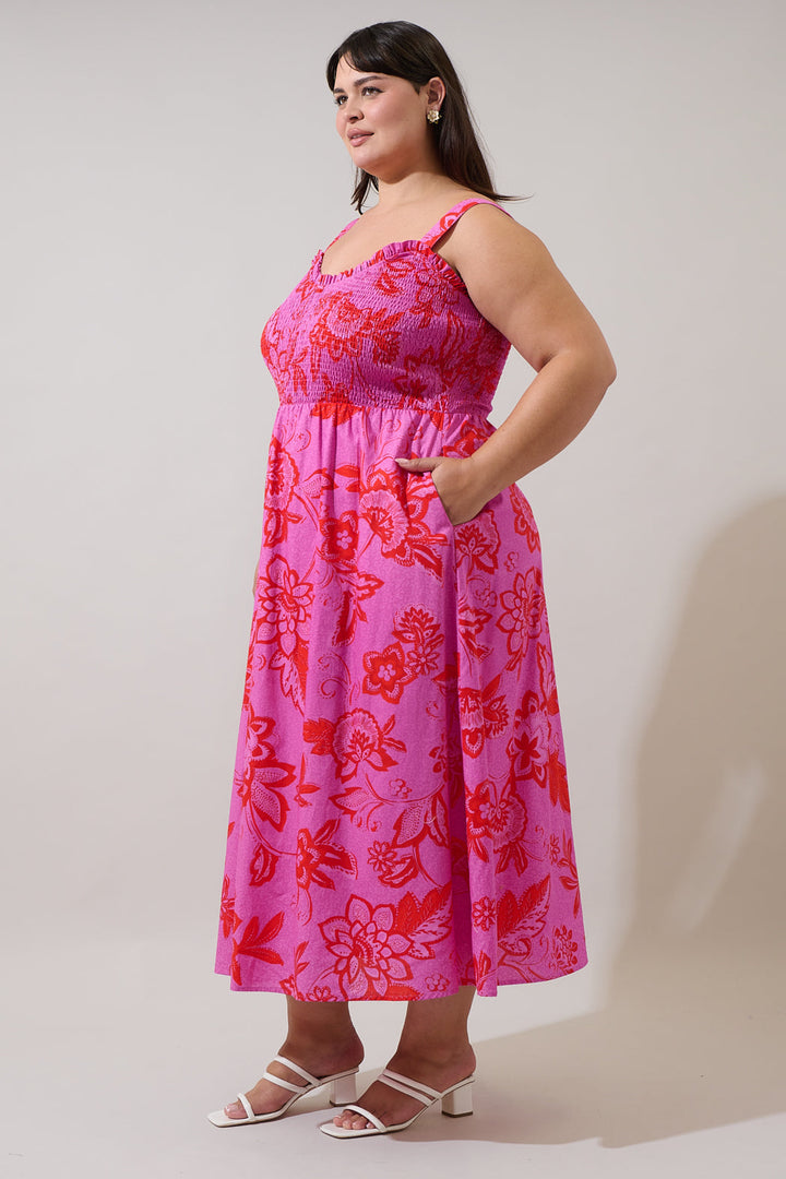 Weirly Floral Panola Smocked Maxi Dress Curve