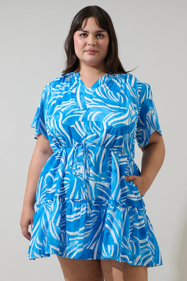 Canton Tropics Clarion Ruffle Mini Dress Curve