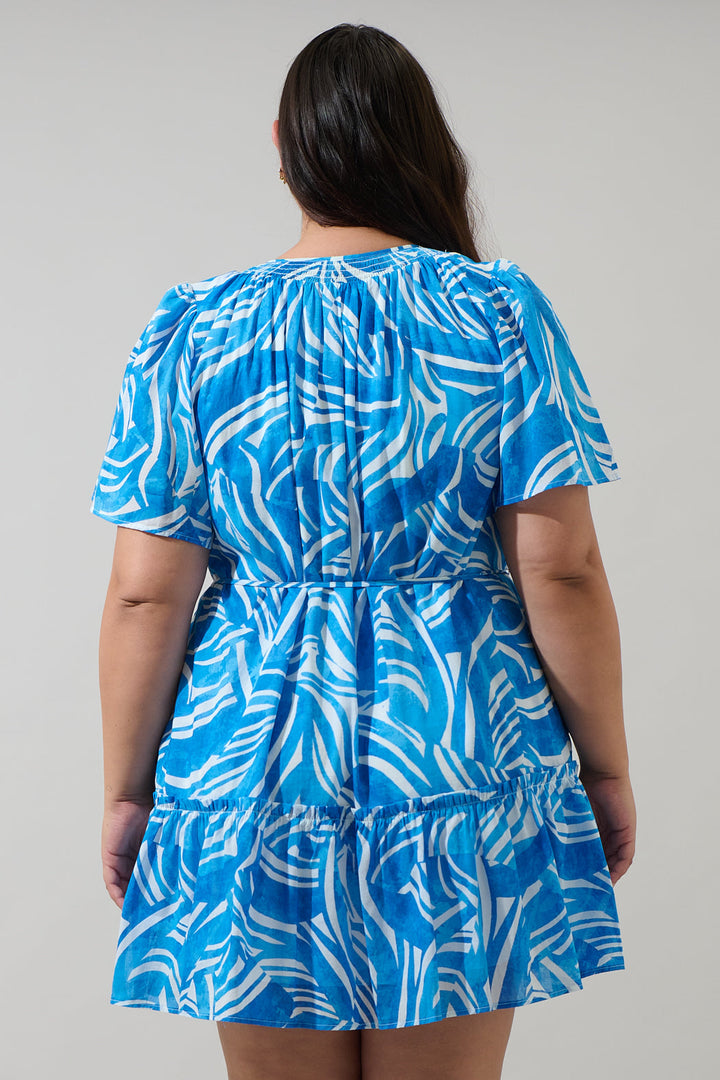 Canton Tropics Clarion Ruffle Mini Dress Curve
