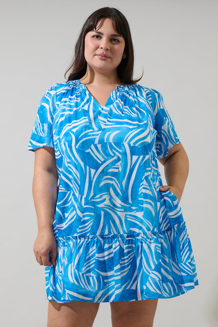 Canton Tropics Clarion Ruffle Mini Dress Curve