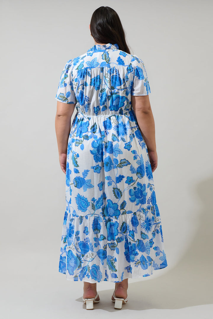 Samian Floral Kissa Button Down Maxi Dress Curve