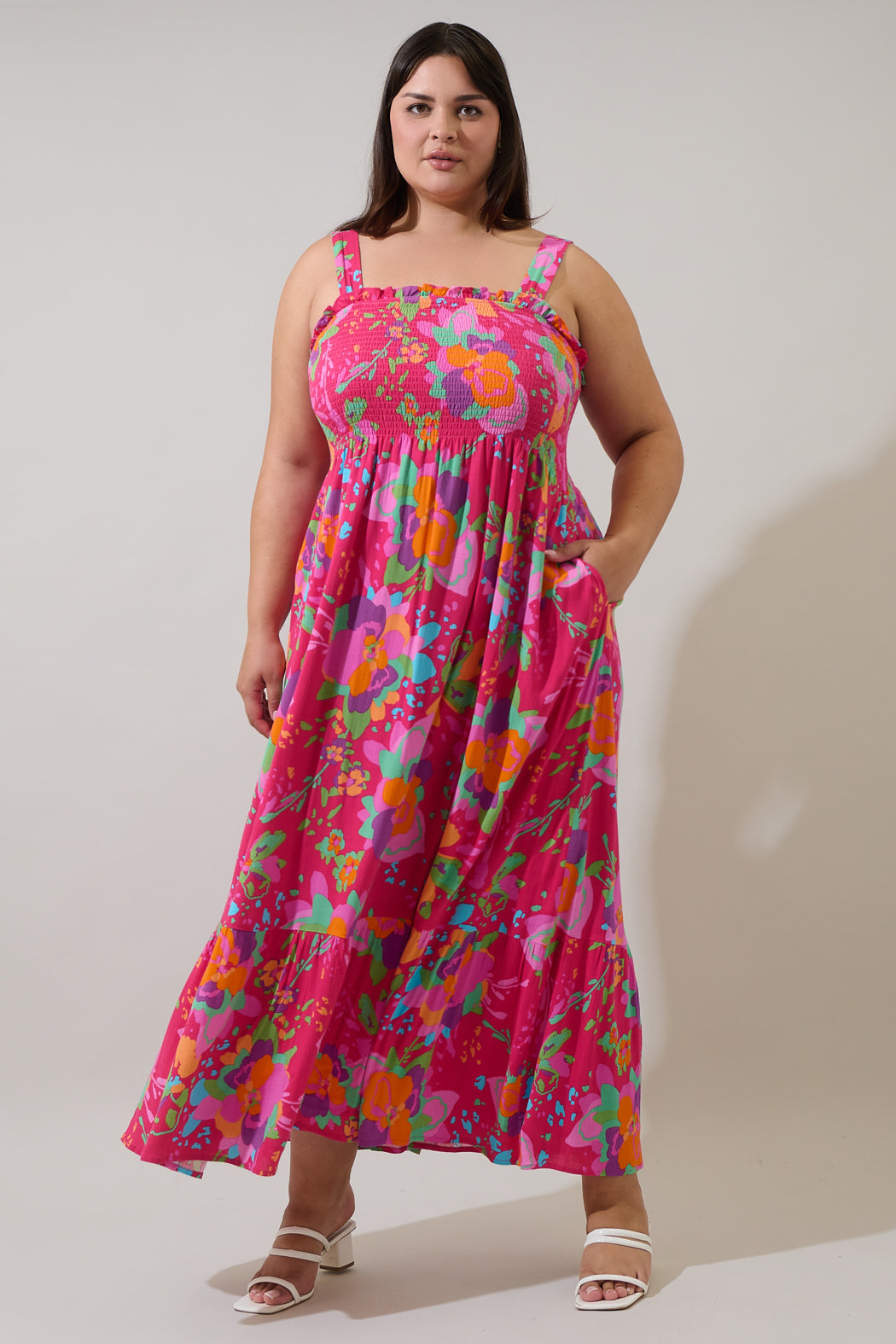 Himera Floral Kells Smocked Maxi Dress Curve