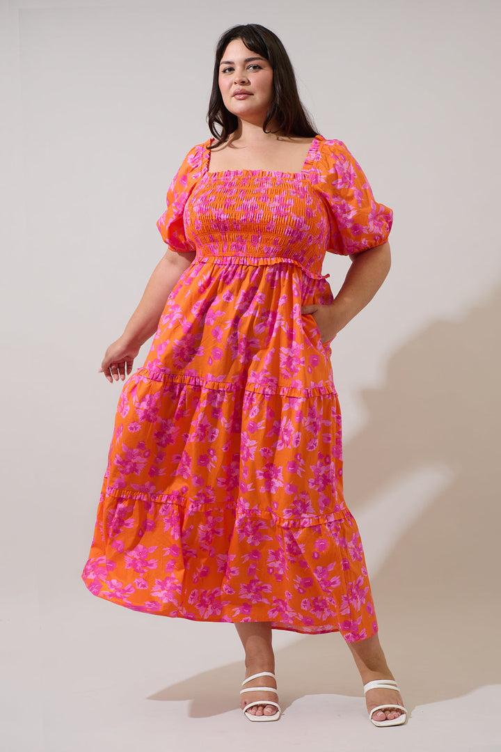 Cala Floral Alycia Smocked Maxi Dress Curve