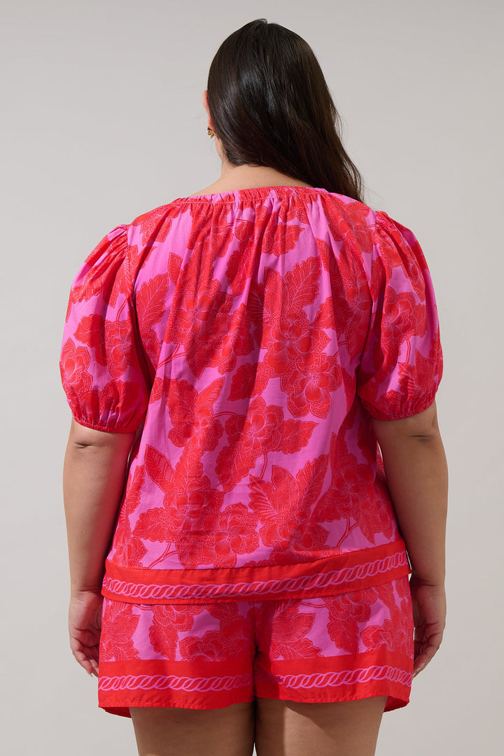 Rency Floral Gily Puff Sleeve Top Curve