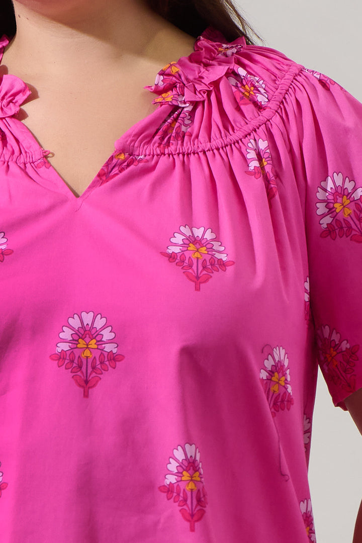 Scarlett Floral Darthy Smocked Top Curve