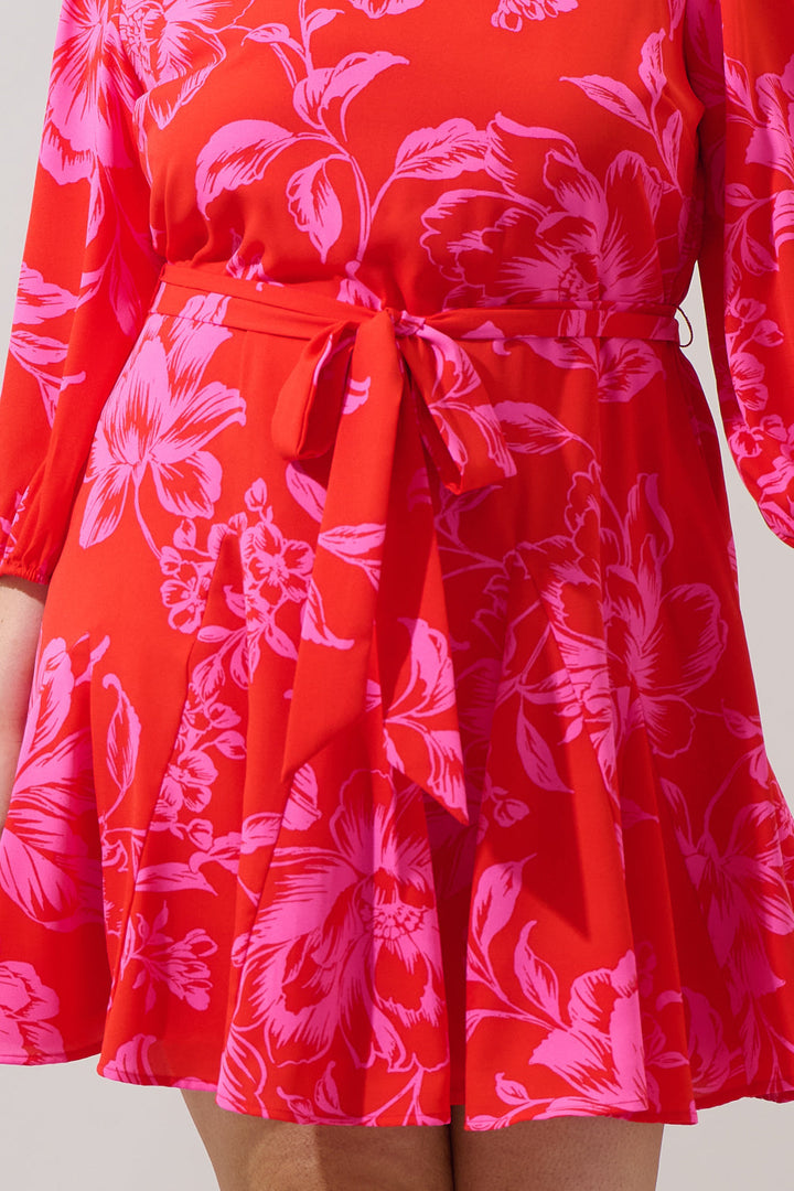 Darline Floral Collins Godet Mini Dress Curve