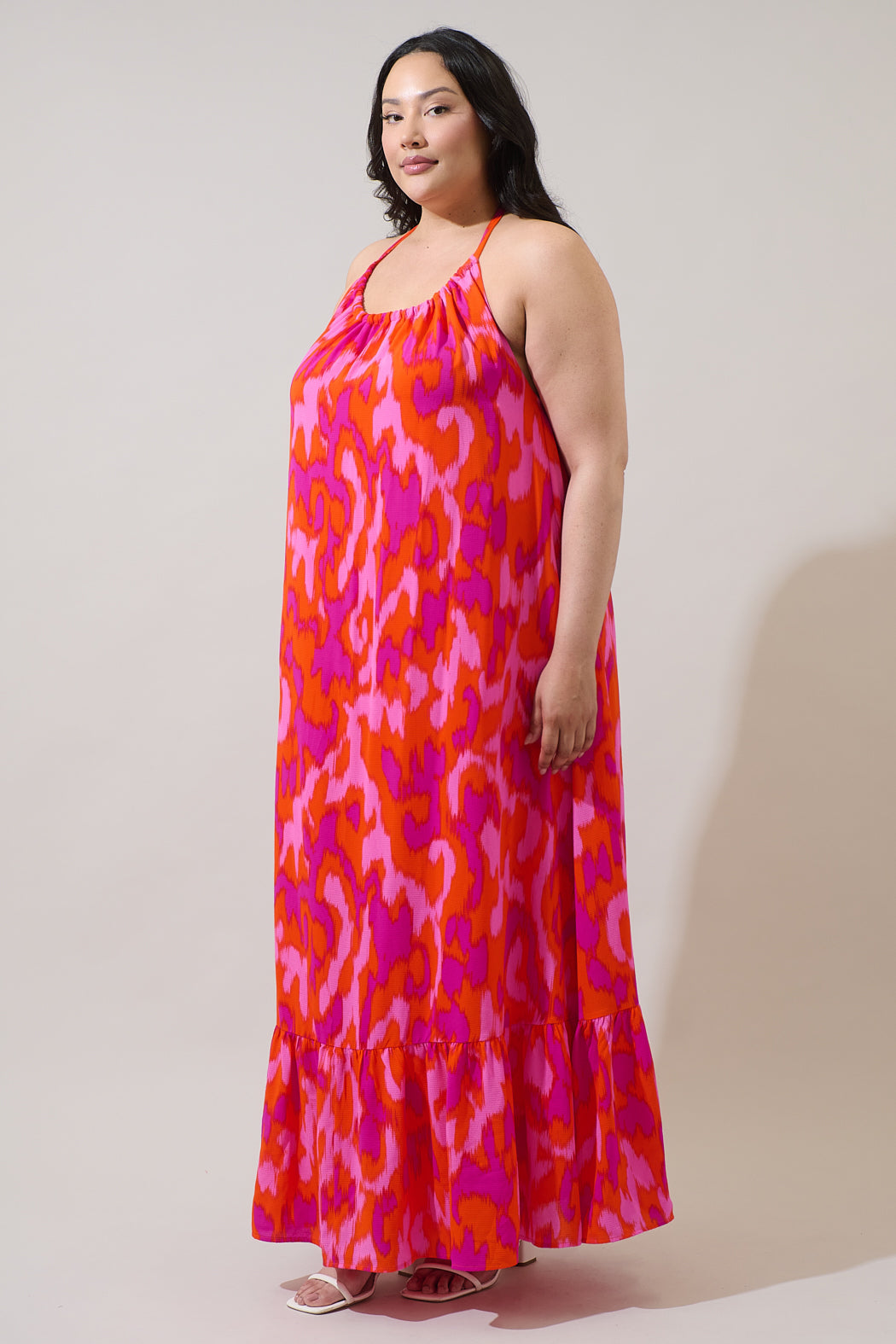 Charly Abstract Solita Halter Maxi Dress Curve