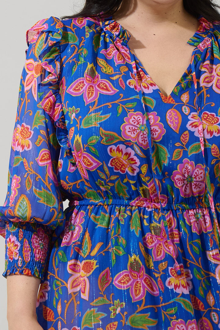 Wendey Floral Idra Ruffle Chiffon Dress Curve