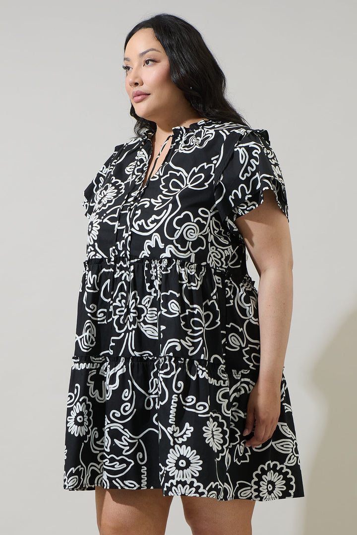 Haylie Floral Empire Tiered Mini Dress Curve