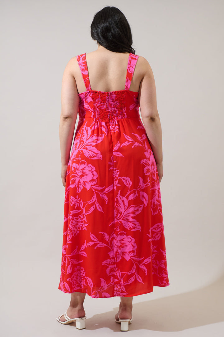Darline Floral Bary Smocked Maxi Dress Curve