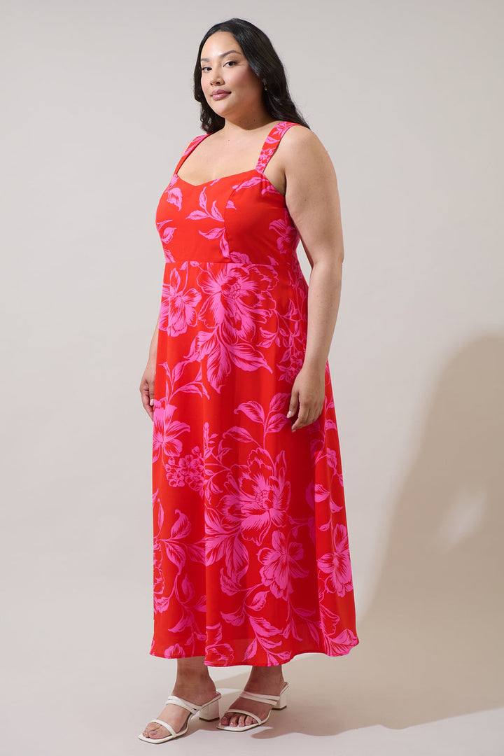 Darline Floral Bary Smocked Maxi Dress Curve