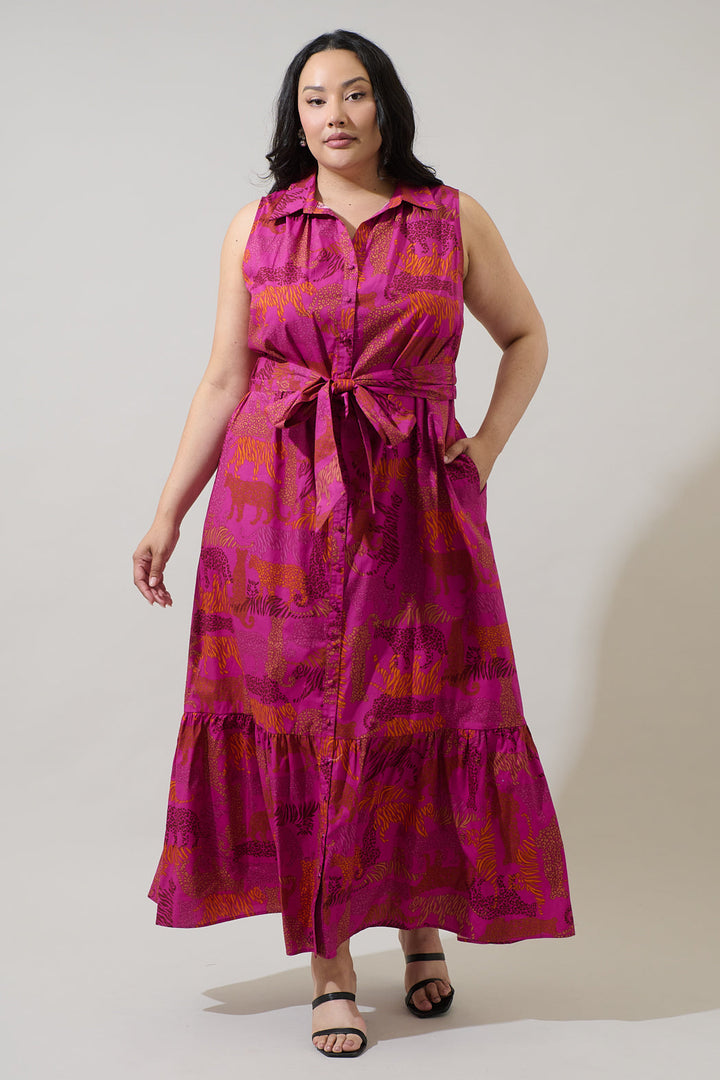 In the Jungle Cileah Collared Maxi Dress Curve