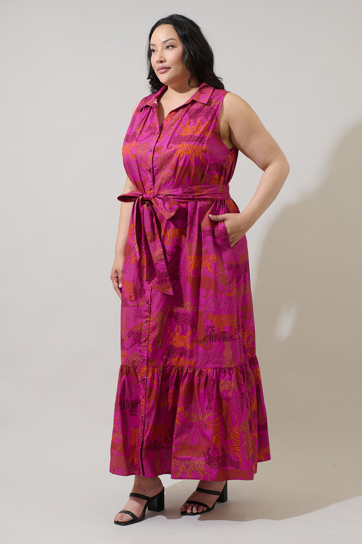 In the Jungle Cileah Collared Maxi Dress Curve