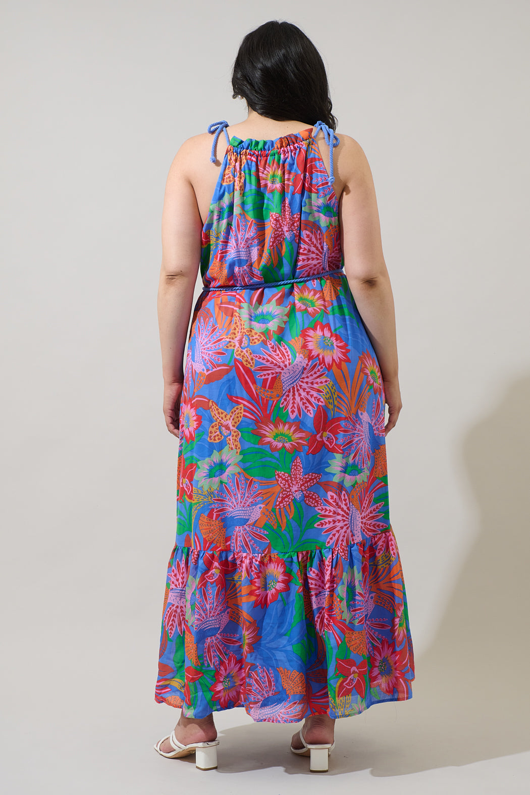 Cindal Floral Kay Halter Neck Maxi Dress Curve