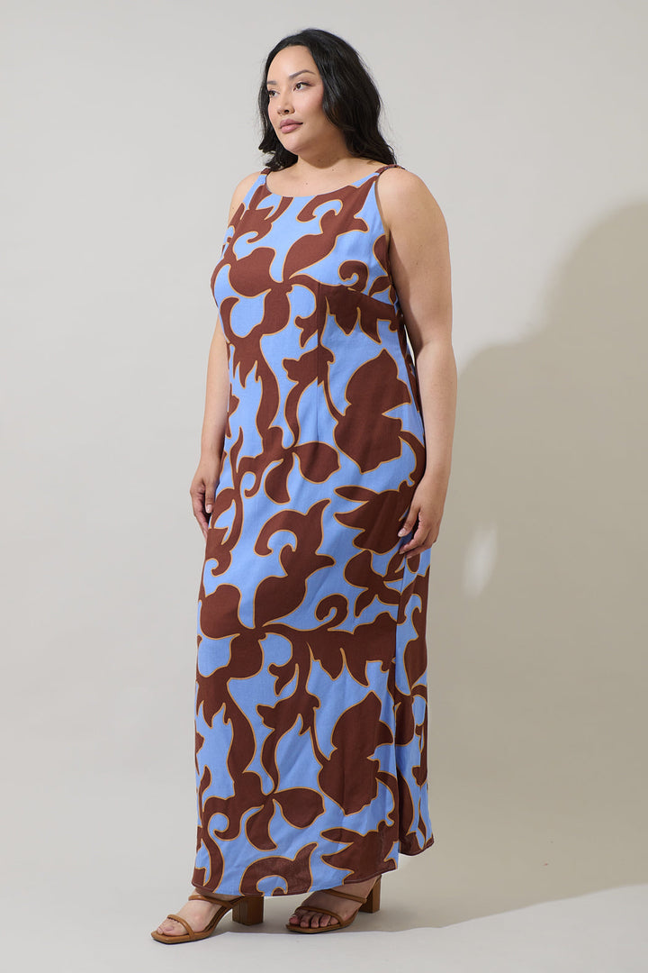 Briley Abstract Mizie Open Back Maxi Dress Curve