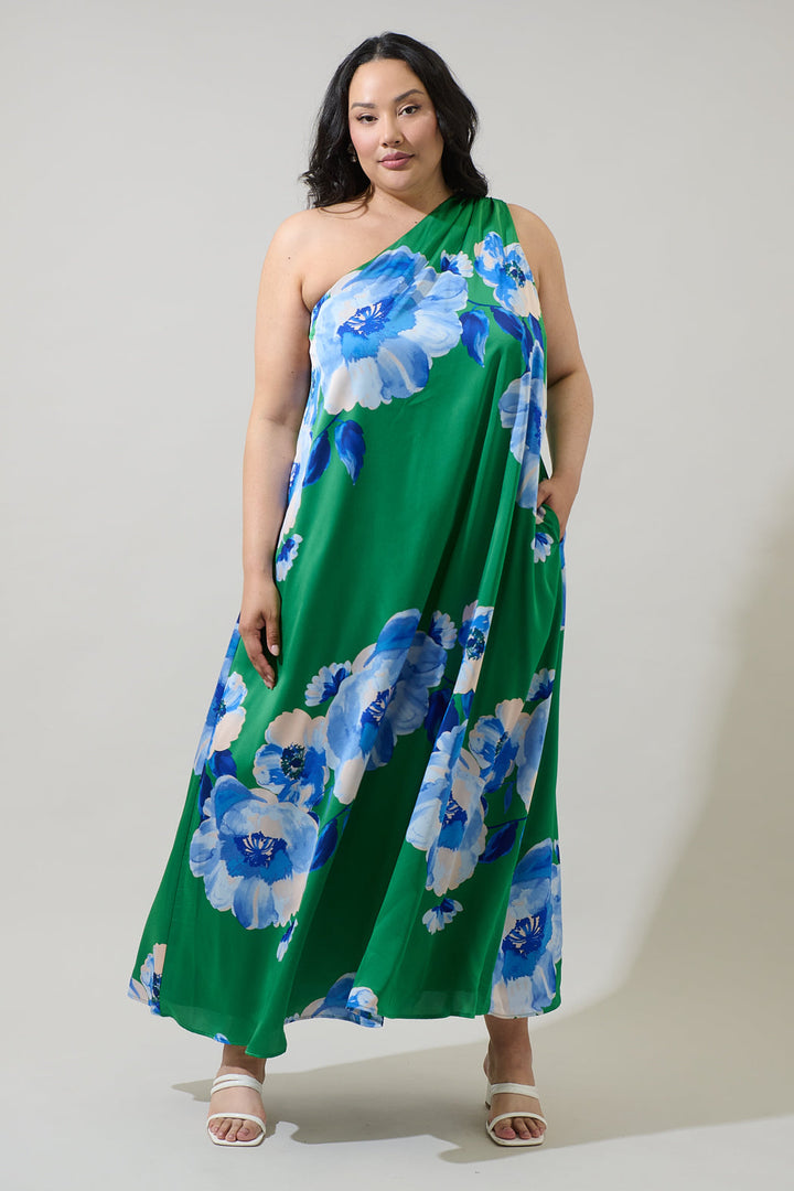 Glena Floral Pleated Maxi Dress Curve