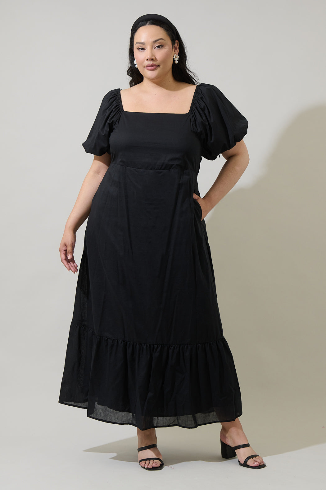 Coraly Xena Puff Sleeve Maxi Dress Curve