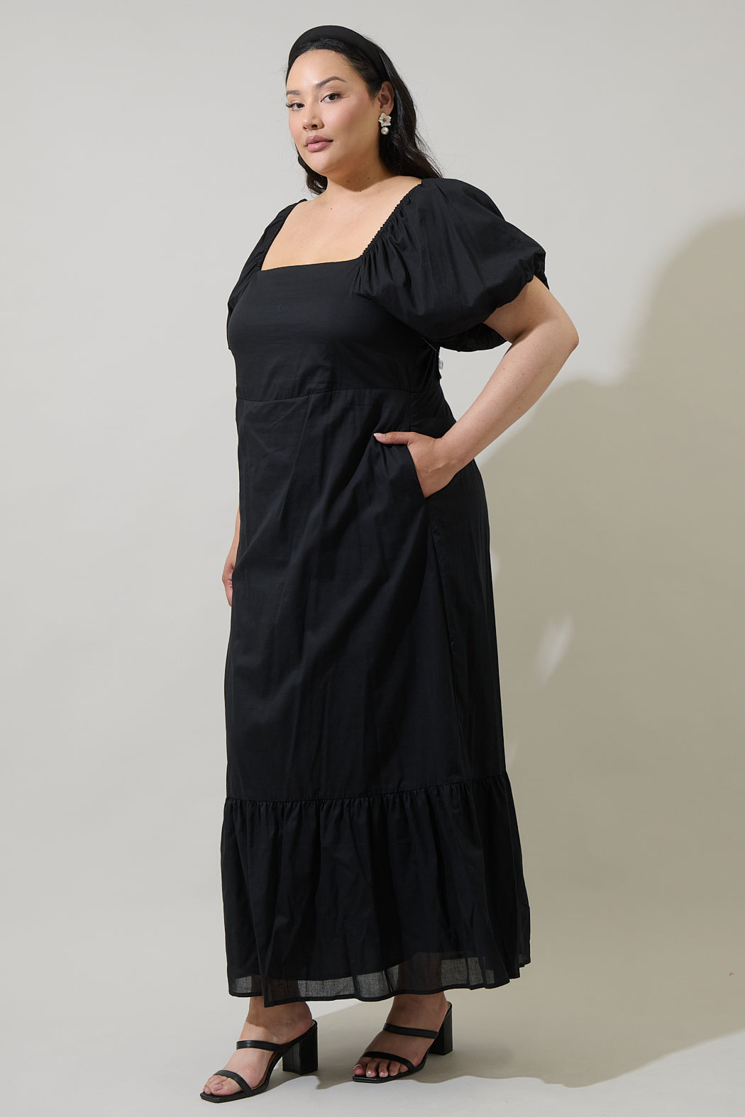 Coraly Xena Puff Sleeve Maxi Dress Curve