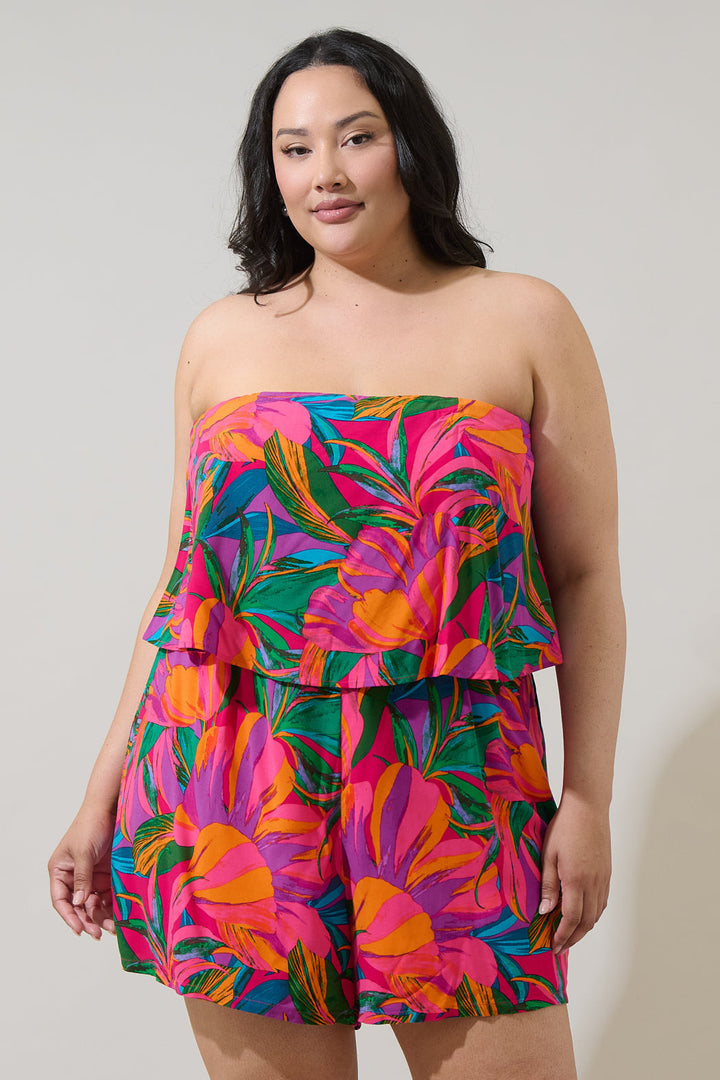 Beal Tropical Strapless Romper Curve