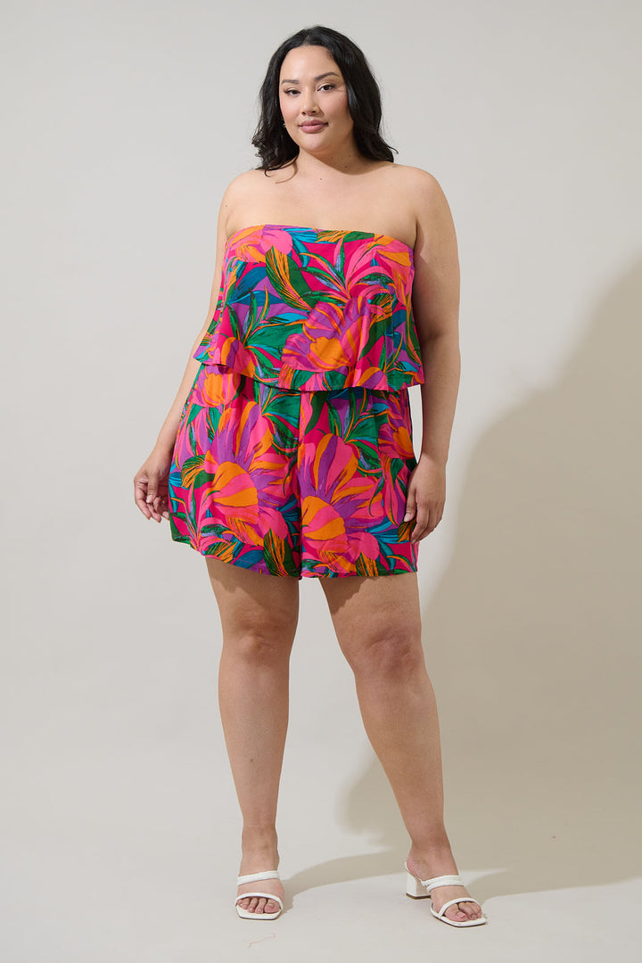Beal Tropical Strapless Romper Curve