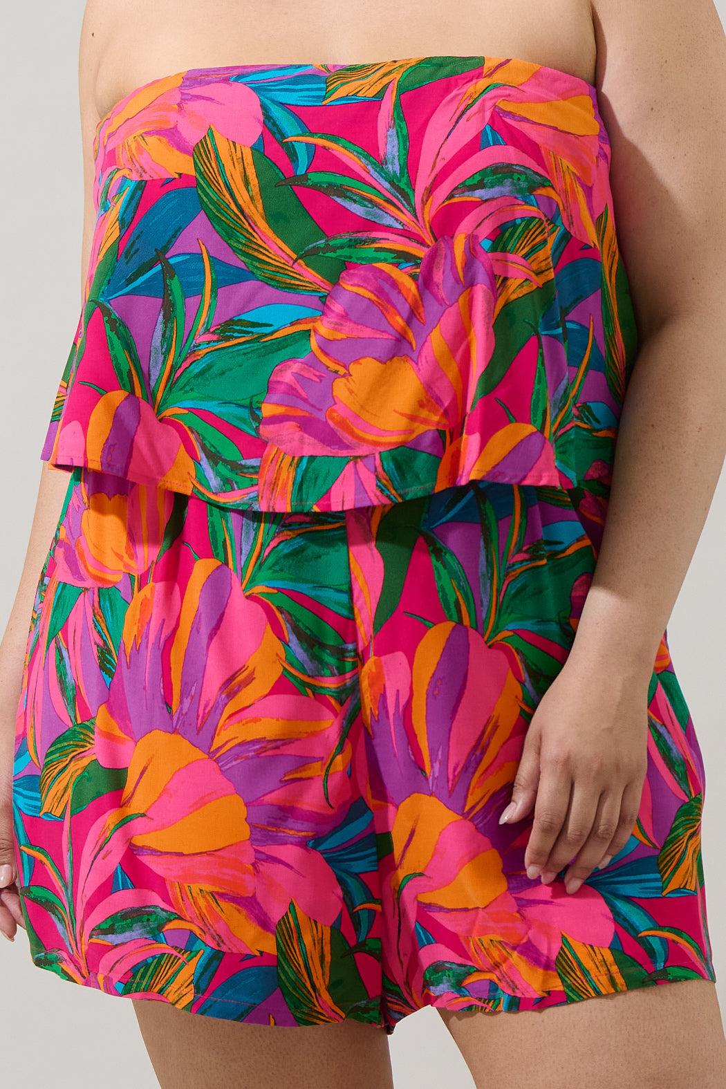 Beal Tropical Strapless Romper Curve