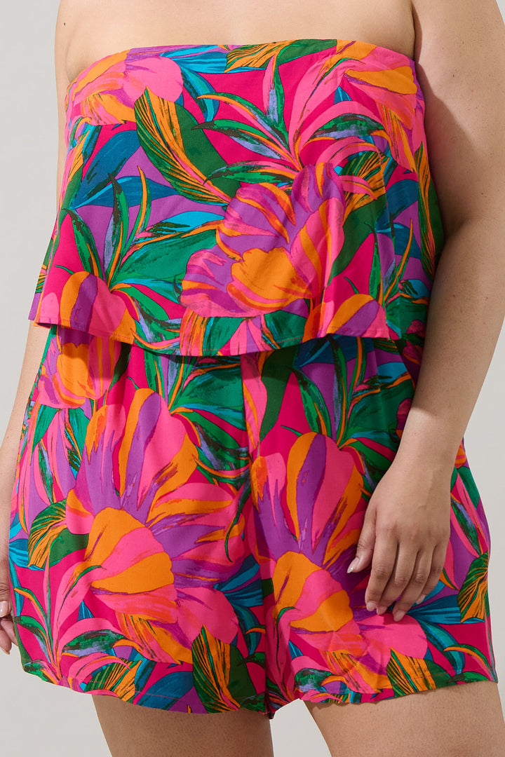 Beal Tropical Strapless Romper Curve