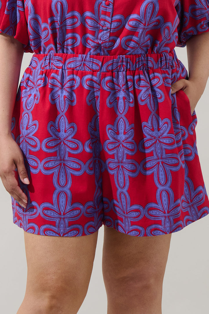 Rory Abstract Clermont Sugarbag Linen Shorts Curve