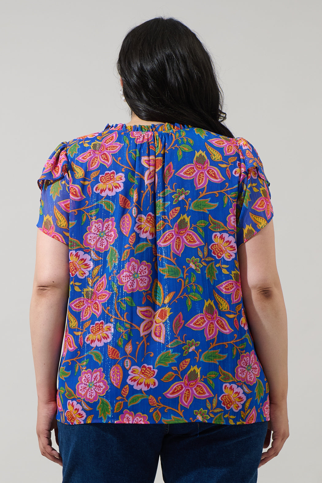 Wendey Floral Montie Ruffle Blouse Curve
