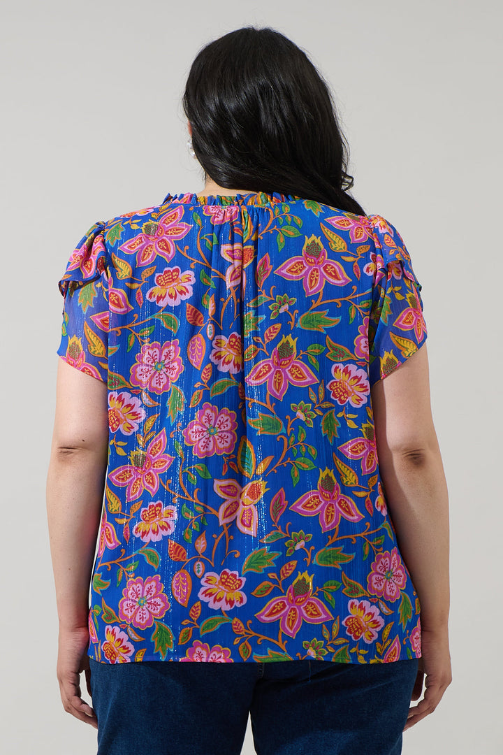 Wendey Floral Montie Ruffle Blouse Curve