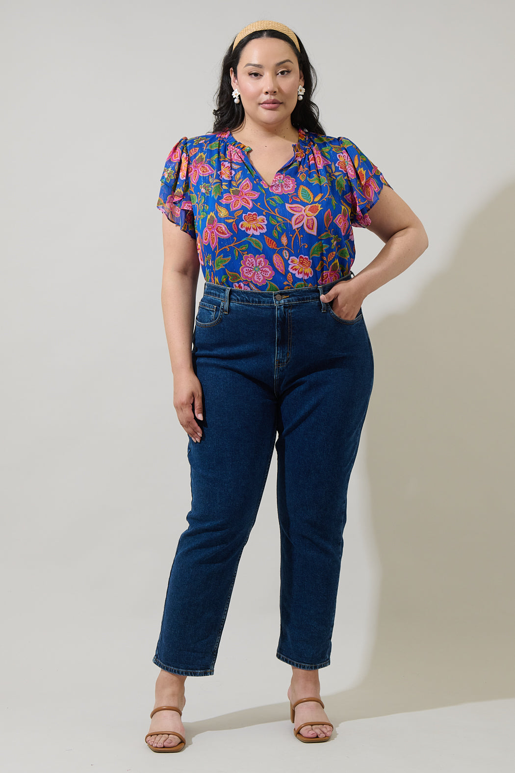 Wendey Floral Montie Ruffle Blouse Curve