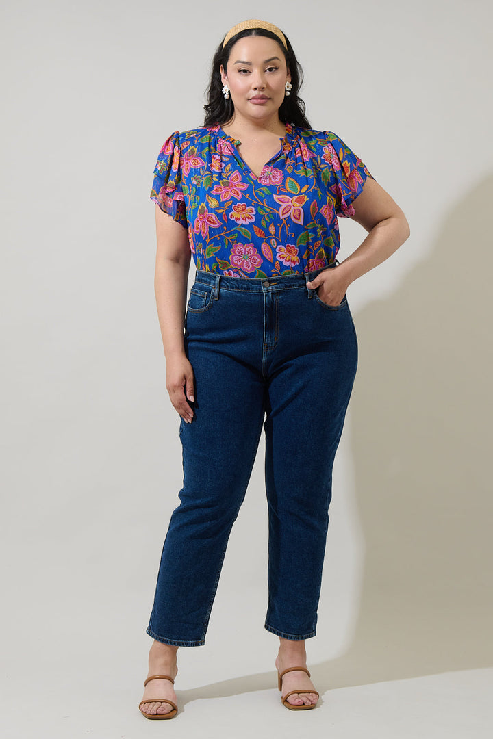 Wendey Floral Montie Ruffle Blouse Curve