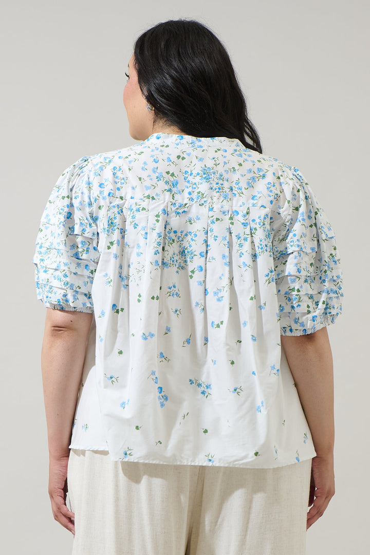 Miley Floral Court Button Down Top Curve