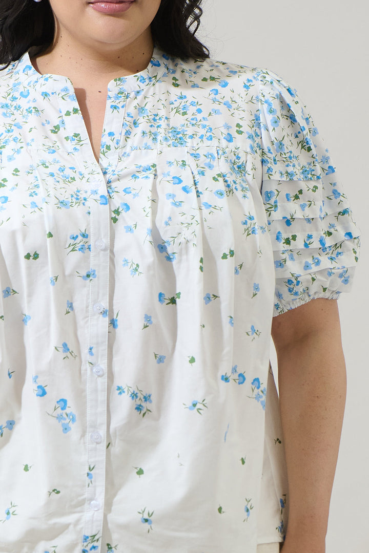 Miley Floral Court Button Down Top Curve