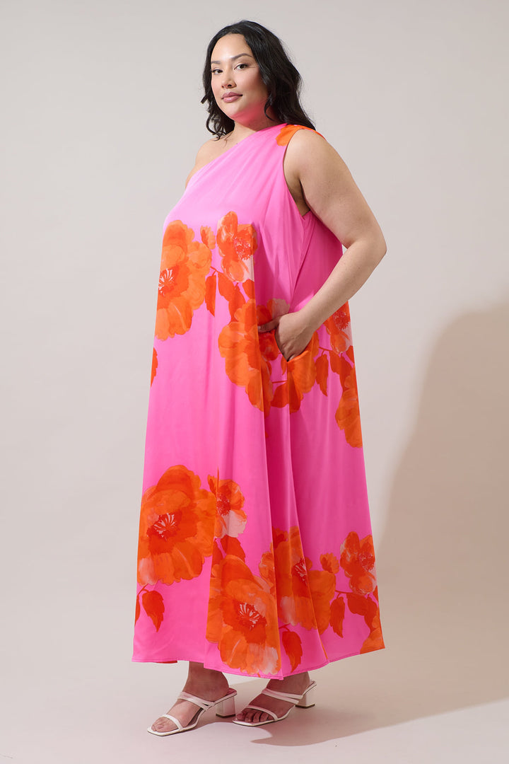 Glena Floral Pleated Maxi Dress Curve