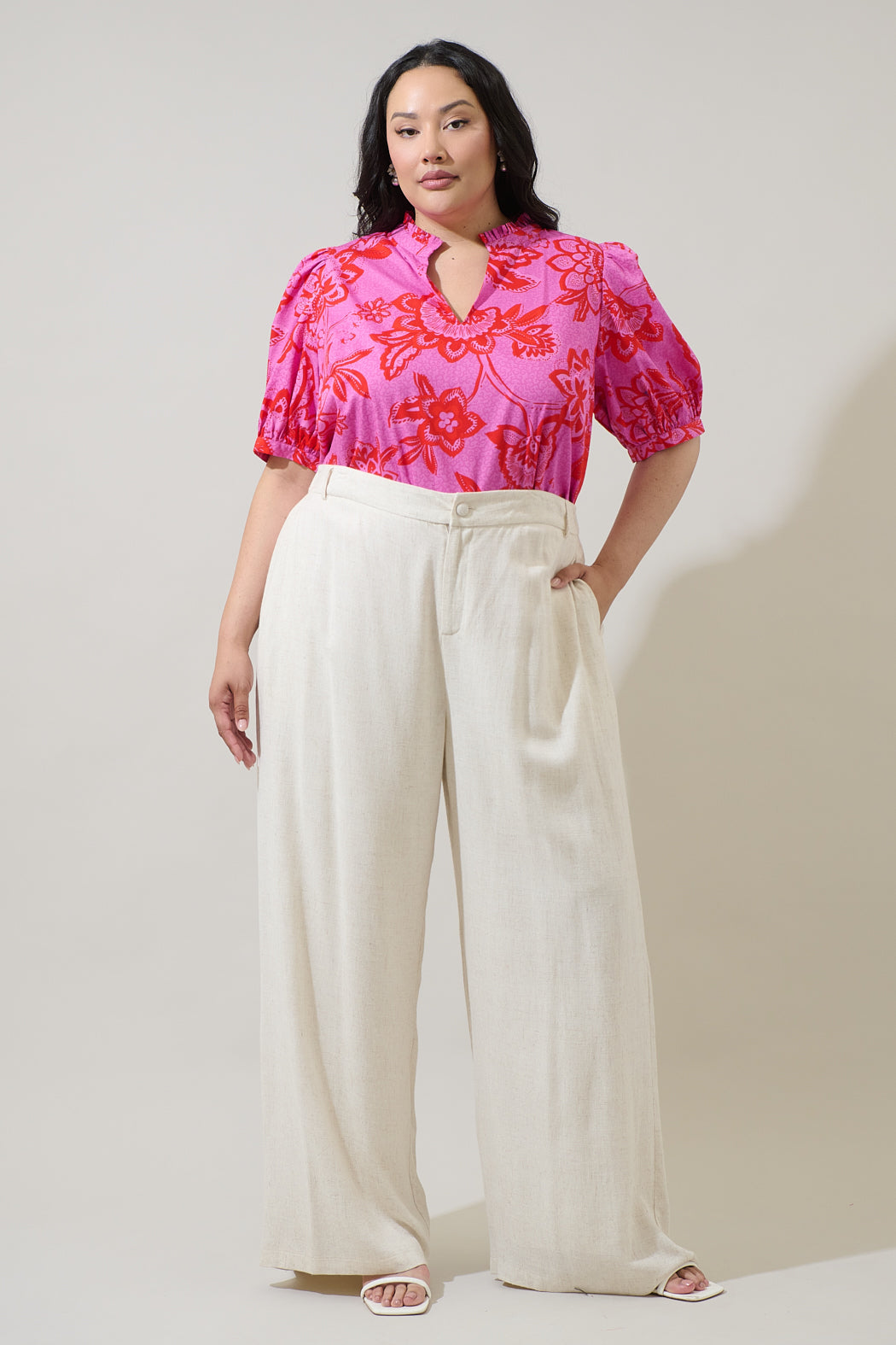 Weirly Floral Terri Puff Sleeve Top Curve