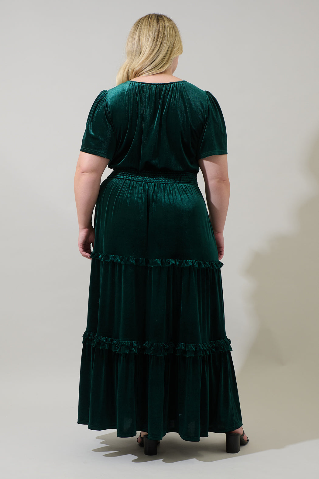 Juliete Velvet Palmer Tiered Maxi Dress Curve