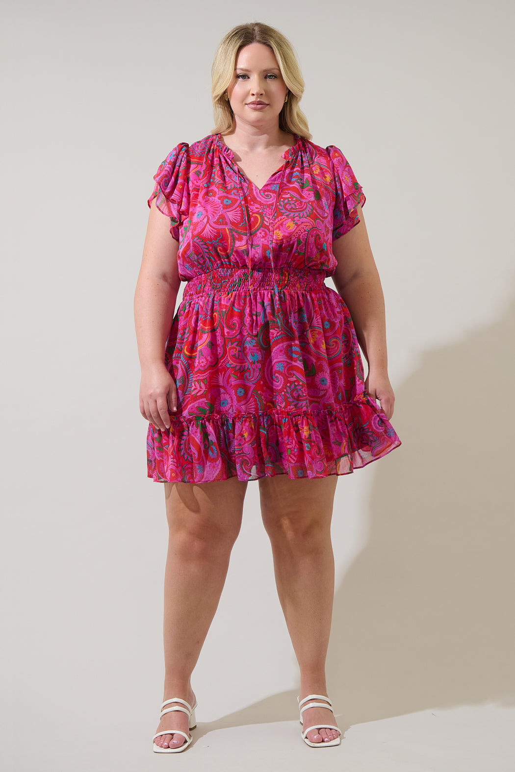 Anais Floral Bumble Ruffle Mini Dress Curve