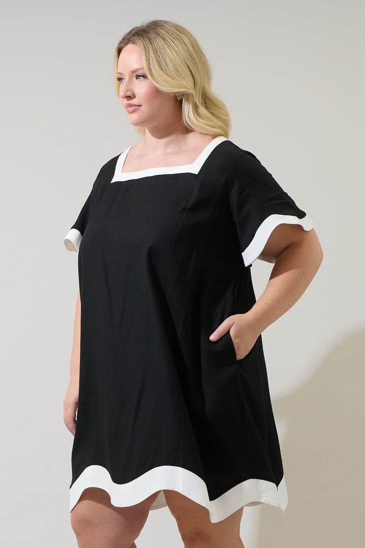 Gizelle Scallop Shift Mini Dress Curve